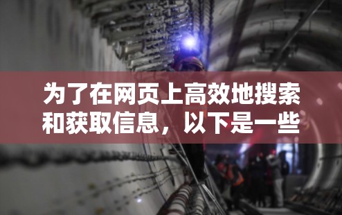 为了在网页上高效地搜索和获取信息,以下是一些推荐的工具及其使用方法